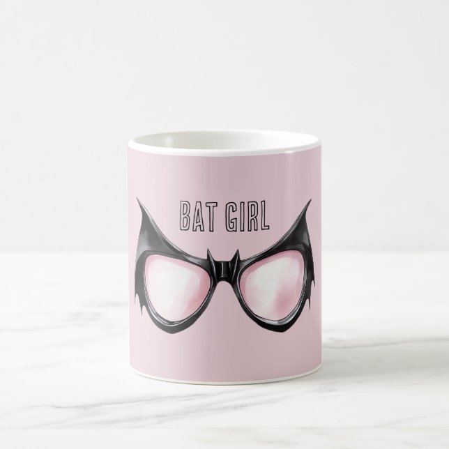 Rosa schwarze Fledermaus-Mädchen-Brille Kaffeetasse (Mittel)