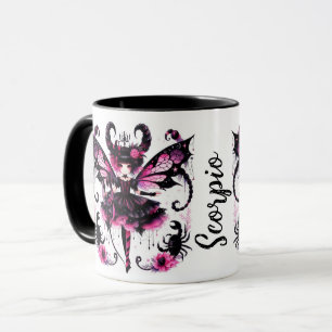 Rosa Schwarze Gothic Fee Skorpion Astrologie Stern Tasse
