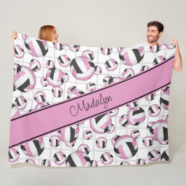 Rosa schwarze gürtelförmige Volleyballs Netzakzent Fleecedecke