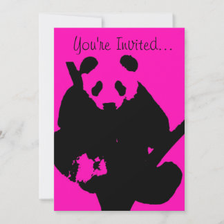 Rosa schwarze Himbeer-Panda-Modeeinladung Einladung