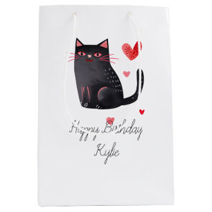 Rosa schwarze Katzen hören Geburtstag Mittlere Geschenktüte