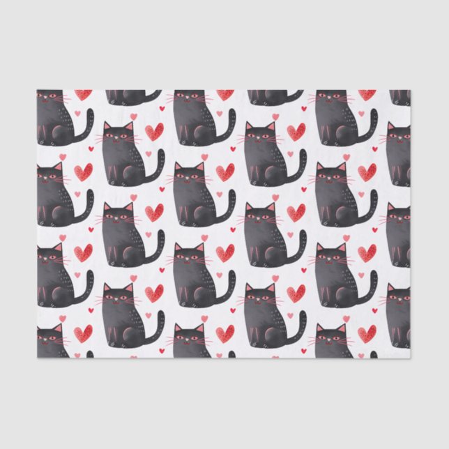 Rosa schwarze Katzen hören Geburtstag Seidenpapier (Vorderseite)