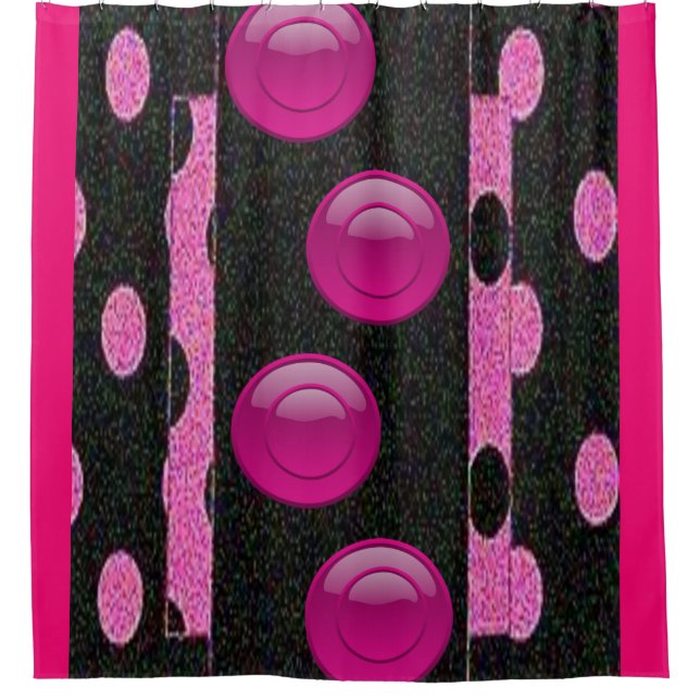 Rosa schwarze Kreise Duschvorhang (Vorderseite)