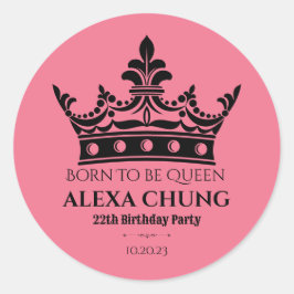 Rosa schwarze Krone Geburtstag Runder Aufkleber