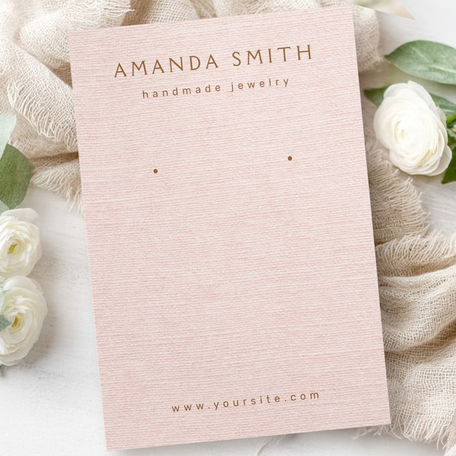 Rosa schwarze Leinen als Ohrausdruck (Blush pink linen look earring display card)