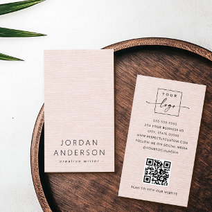 Rosa schwarze Leinen im Logo QR-Code-Visitenkarten