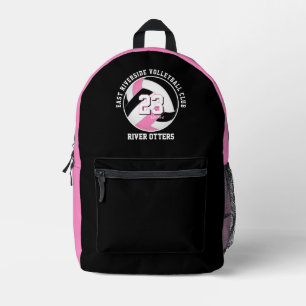 Rosa schwarze Mädchen Teenager Volleyball Team Far Bedruckter Rucksack