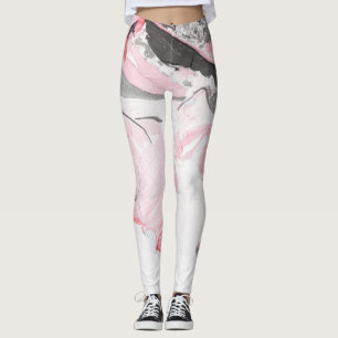 Rosa schwarze Marmor: Handgezeichnet Leggings