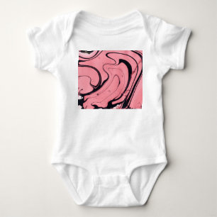 Rosa schwarze Marmorhandzeichnung Baby Strampler