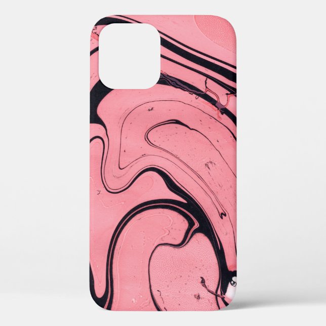 Rosa schwarze Marmorhandzeichnung Case-Mate iPhone Hülle (Rückseite)