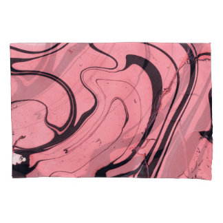 Rosa schwarze Marmorhandzeichnung Kissenbezug