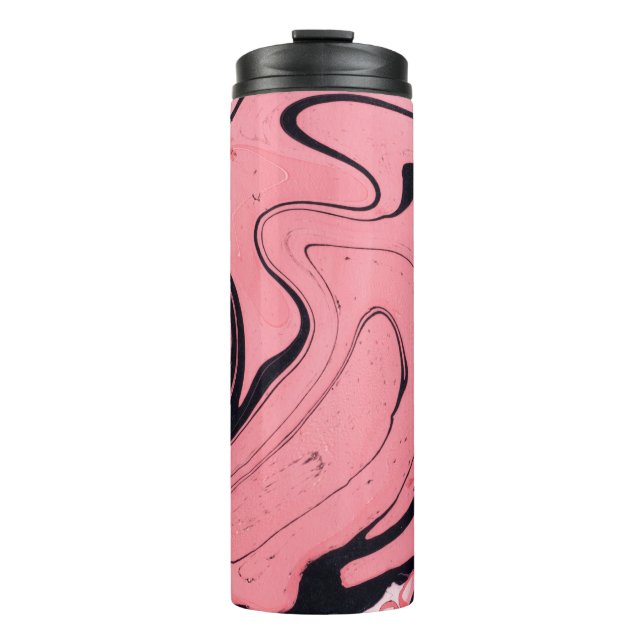 Rosa schwarze Marmorhandzeichnung Thermosbecher (Vorderseite)