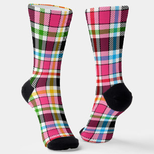 Rosa schwarze mehrfarbige Flanell Karo Tartan Socken