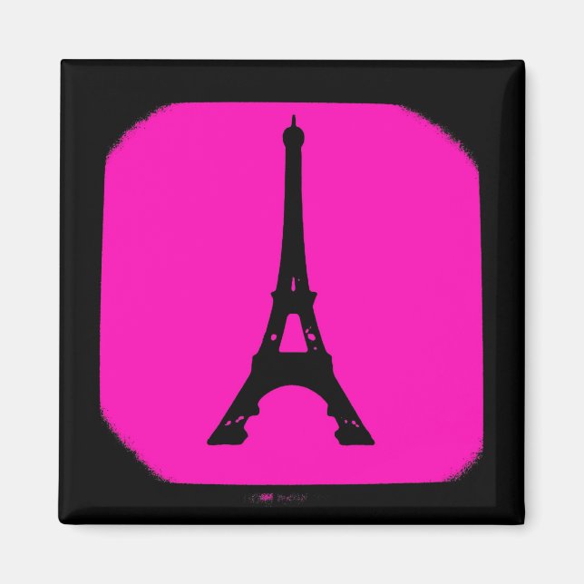 Rosa schwarze Mode Paris Eiffel Tower Magnet (Vorne)