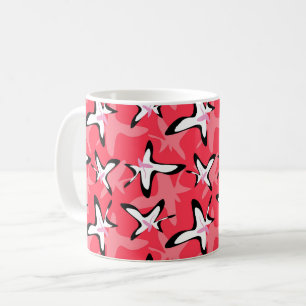 Rosa schwarze moderne abstrakte Blumen Kaffeetasse