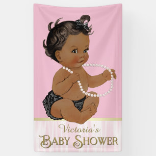 Rosa schwarze Perle African American Mädchen Baby  Banner