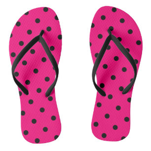 Rosa/schwarze Polka-Punkte Flip Flops