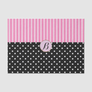Rosa Schwarze Polka Punkte Streifen Moderne Parise Seidenpapier
