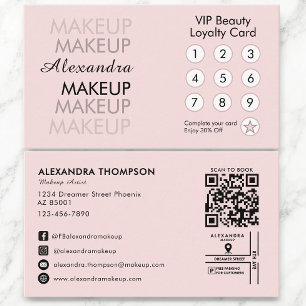 Rosa-schwarze QR-Make-up-Artist-Treuekarte Visitenkarte