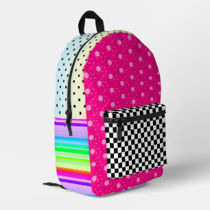 Rosa schwarze Regenbogenkarton gestreift Beutel Bedruckter Rucksack