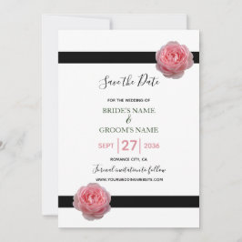 Rosa schwarze Ribbon Hochzeit speichern das Datum Save The Date