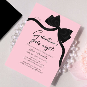 Rosa schwarze Schleife Galentine's Mädchenabend Va Einladung