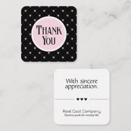 Rosa & schwarze Schleife Monogramm Danke Karte
