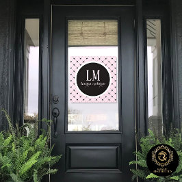 Rosa & schwarze Schleife Monogramm Fensteraufkleber