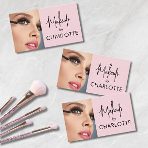 Rosa Schwarze Schrift Foto-Make-up Visitenkarte
