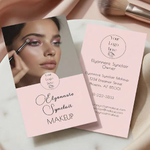Rosa schwarze Schrift Foto-Make-up  Visitenkarte