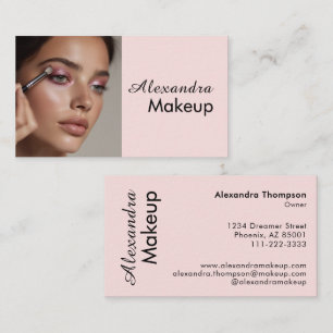 Rosa schwarze Schrift Foto-Make-up  Visitenkarte
