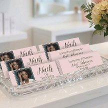 Rosa-Schwarze Schrift Foto-Nägel Business Mini