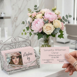 Rosa-Schwarze Schrift Wimpern Foto Visitenkarte