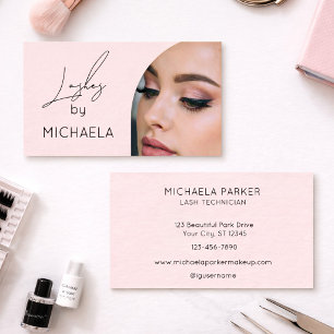 Rosa-Schwarze Schrift Wimpern-Verlängerung Photo W Visitenkarte