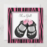 Rosa schwarze Schuhe Hot Pink Zebra Baby Dusche