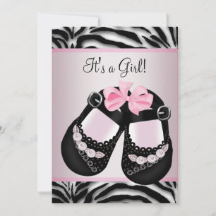 Rosa schwarze Schuhe rosa Zebra Baby Shower Einladung
