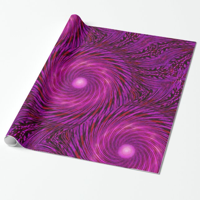 Rosa Schwarze Spirale Wave Kaleidoskop Kunst Geschenkpapier (Ungerollt)
