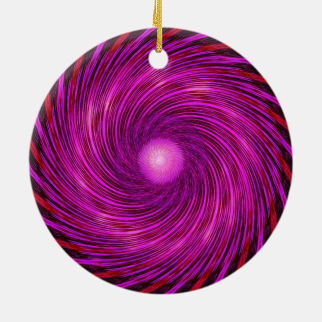 Rosa Schwarze Spirale Wave Kaleidoskop Kunst Keramik Ornament (Hinten)