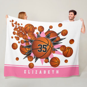 Rosa, schwarze Sportsaal-Dekoration mit Basketball Fleecedecke