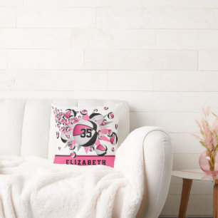 Rosa schwarze Sportstube Mädchen Basketball Stars Kissen