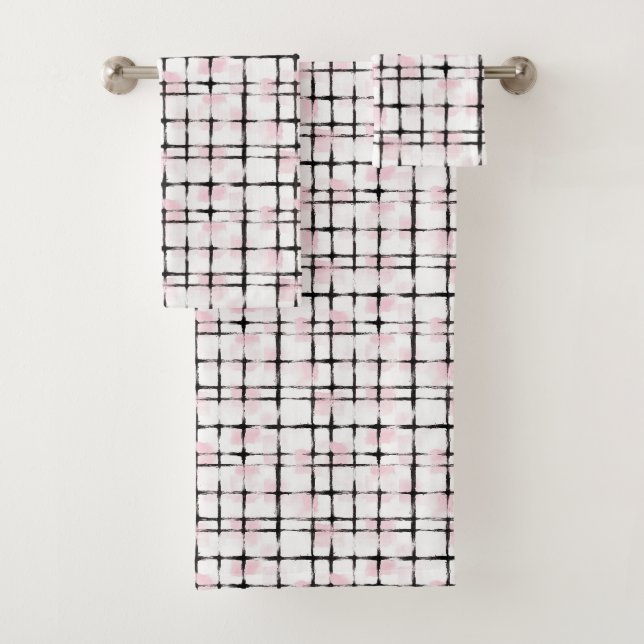 Rosa schwarze Streifen   Badhandtuch Set (Insitu)