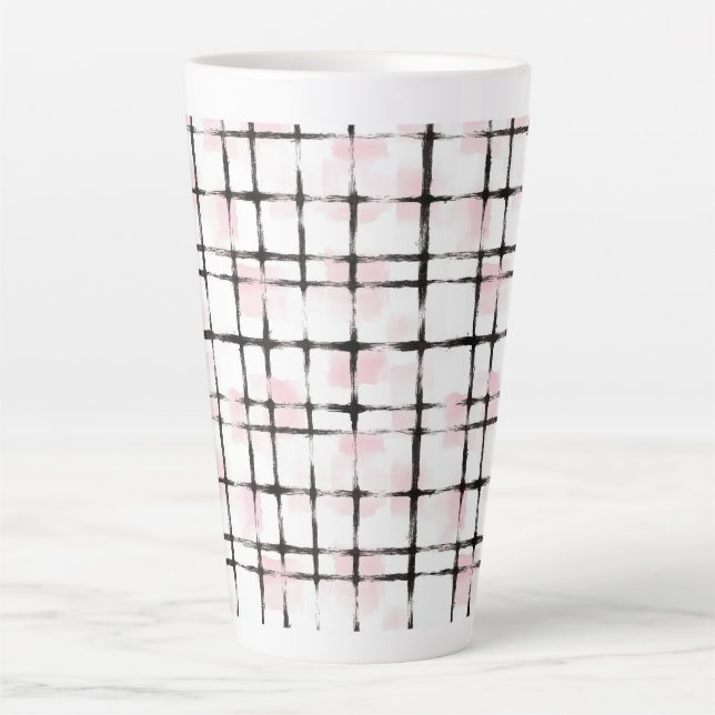 Rosa schwarze Streifen  Milchtasse (Vorderseite)