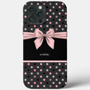 Rosa schwarze und graue Bow Rosa und Weiße Streife Case-Mate iPhone Hülle