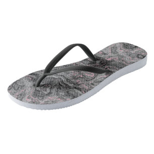 rosa, schwarze und graue Marmorwirbel-Abstraktion Flip Flops