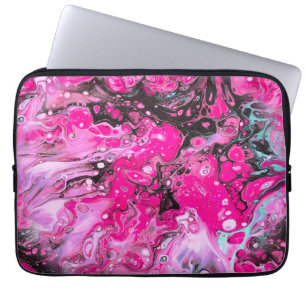 Rosa, schwarze und weiße Abstrakte Notebook-Hülle Laptopschutzhülle