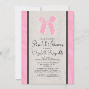 Rosa-schwarze Vintage-Bogen-Leinen-Hochzeitsshower Einladung