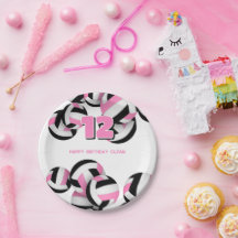 Rosa schwarze Volleyball Mädchen Geburtstagsparty