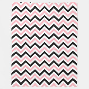 Rosa, schwarze, weiße große Zickzack ZigZag-Muster Fleecedecke
