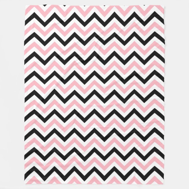 Rosa, schwarze, weiße große Zickzack ZigZag-Muster Fleecedecke (Vorderseite)