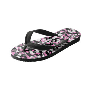 Rosa, schwarze, weiße und graue Camouflage abstrak Kinderbadesandalen
